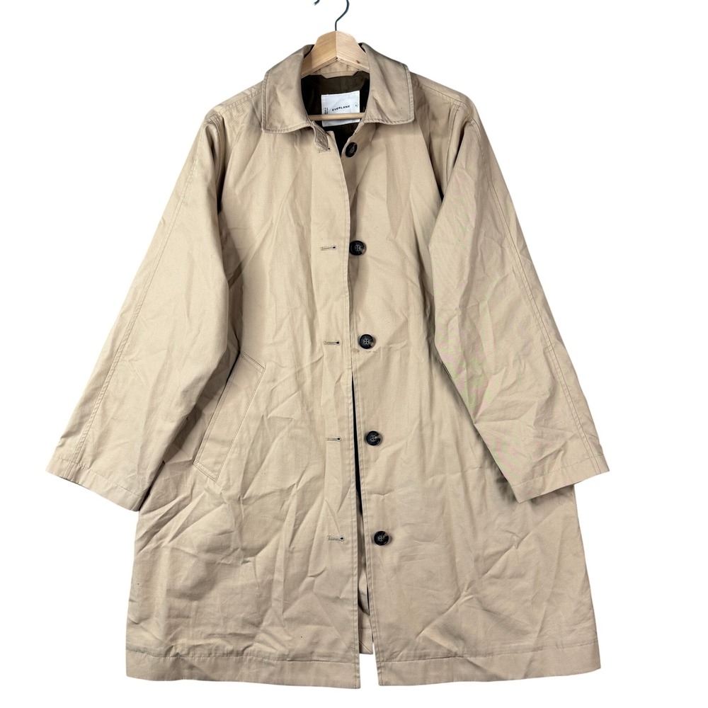 Everlane The Mac Coat Khaki Tan Organic Cotton Button Front Jacket Size XL